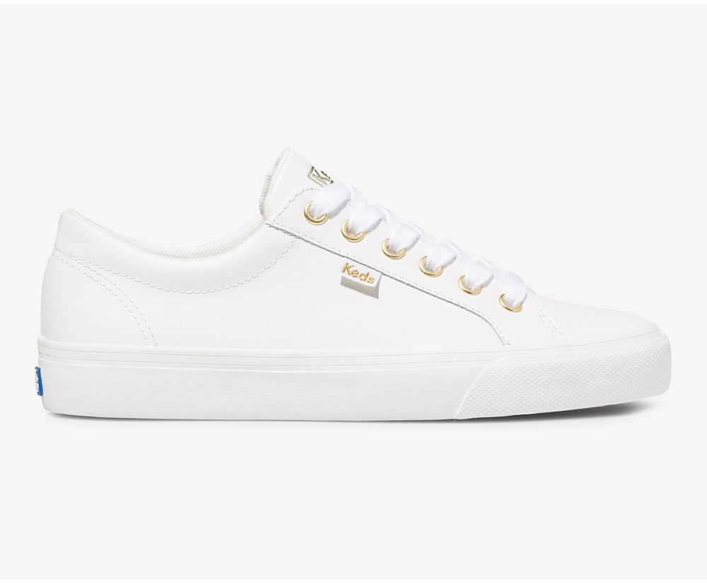 Tenis Keds Mujer Blancos - Jump Kick Cuero - 7610-TVNEU